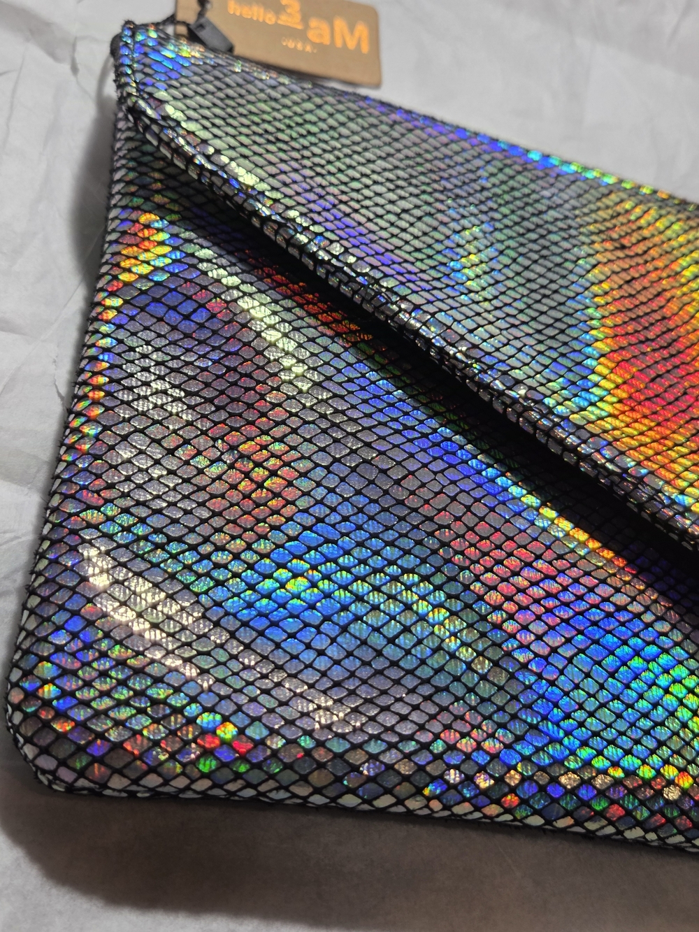 Hello 3am Iridescent Holographic Envelope Clutch - Multicolor - Picture 2 of 12